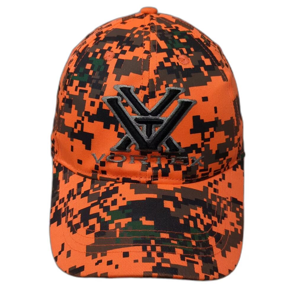 Vortex Baseball Cap Orange Black Digital Camo Embroidered Adjustable Hat OS